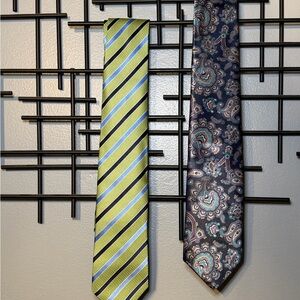 Geoffrey Beene Green Striped and Blue Paisley Ties